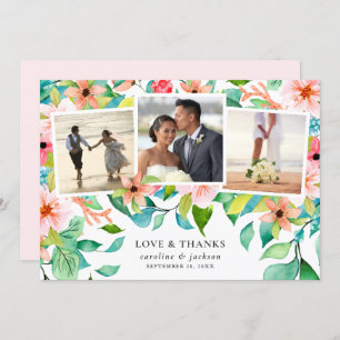 Tropical Photo Collage Wedding Thank You Card