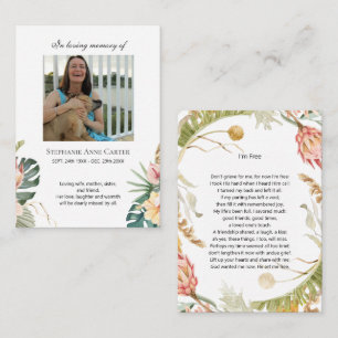 Tropical Photo memorial I'm Free prayer card 3