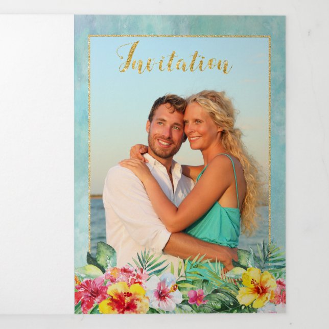 Tropical Photo Wedding Invitation (Cover)
