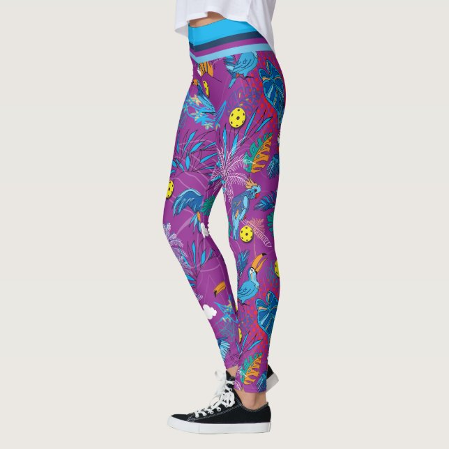 Tropical Pickleball, magenta Leggings (Left)