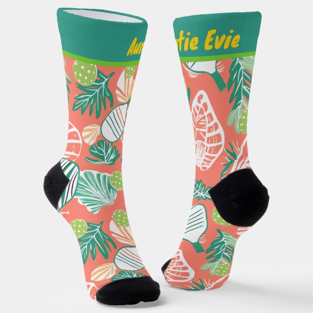 Tropical Pickleball Paradise Custom Socks (Angled)