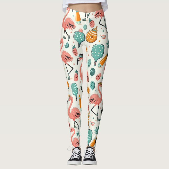 Tropical Pickleball Play Leggings (Front)