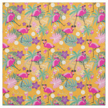 Tropical Pickleball with flamingos, yellow