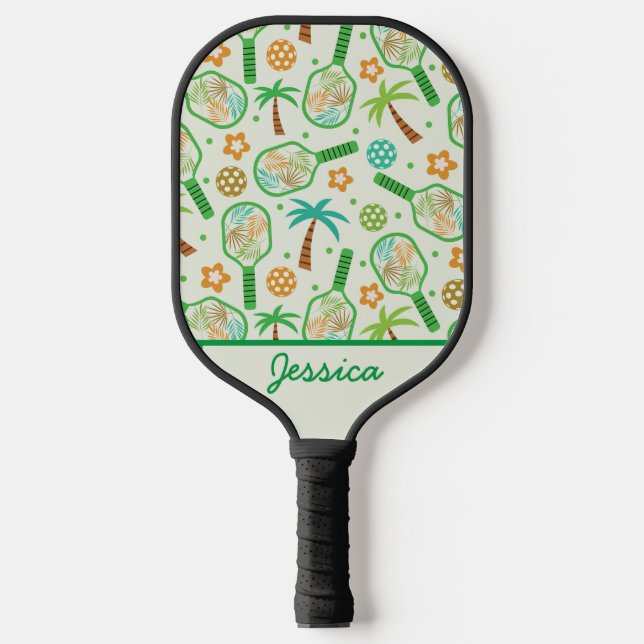 Tropical Pickleball  with Palm Trees Personalised  Paddle (Front)
