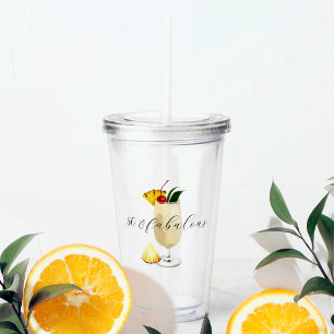 Tropical Pina Colada Cocktail Birthday Party Acrylic Tumbler