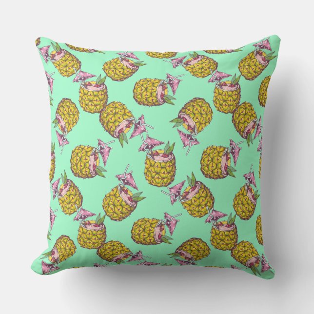 Tropical Piña Colada Pattern –Refreshing Summer Cushion (Front)