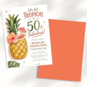 Tropical Pineapple 50 and Fabulous Invitation