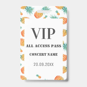 Tropical Pineapple All VIP Access Concert Party ID Badge