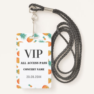 Tropical Pineapple All VIP Access Concert Party  ID Badge