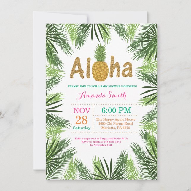 Tropical Pineapple Baby Shower Invitation (Front)