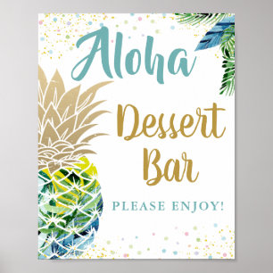 Tropical Pineapple Beach Party Dessert Bar Sign