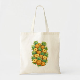 Tropical Pineapple Botanical Illustration Summer Tote Bag