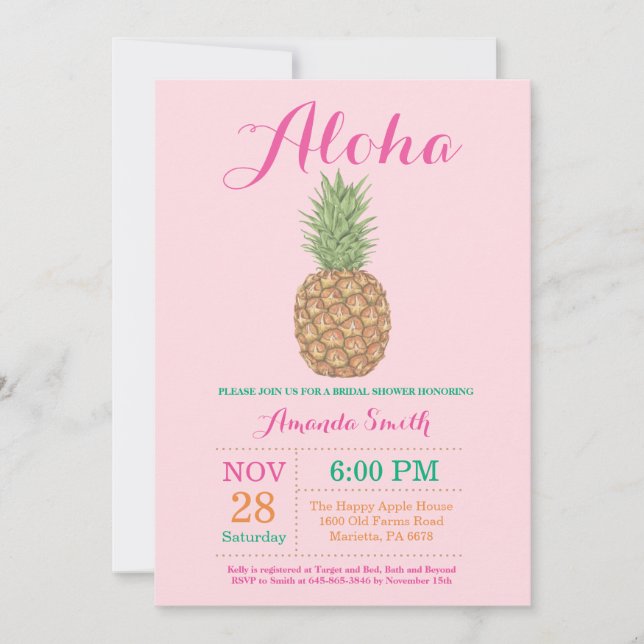 Tropical Pineapple Bridal Shower Invitation (Front)