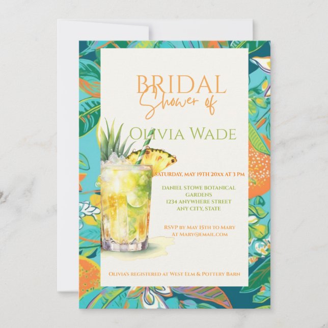 Tropical Pineapple Bridal Shower Invitation (Front)