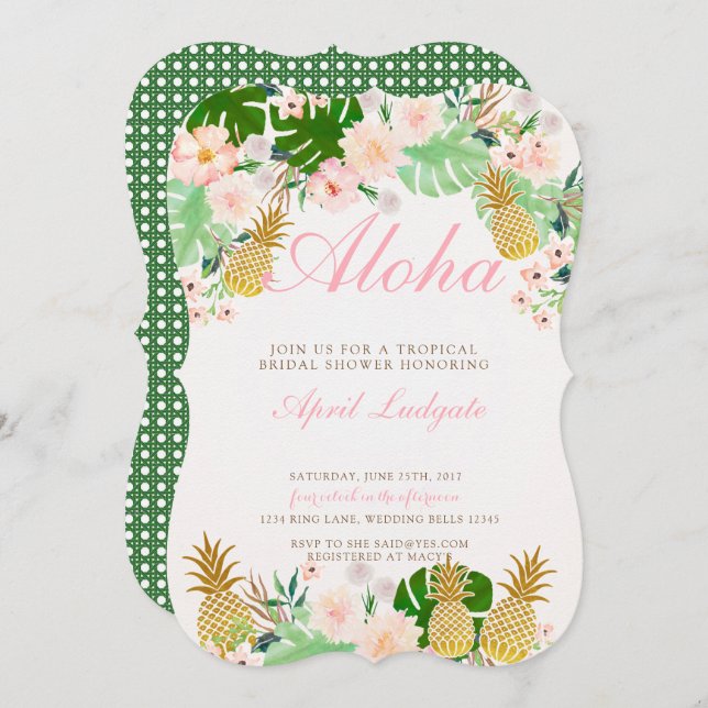 Tropical Pineapple Bridal Shower Invitation (Front/Back)