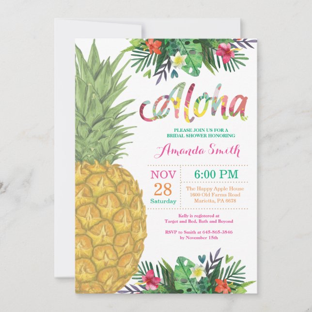 Tropical Pineapple Bridal Shower Invitation (Front)
