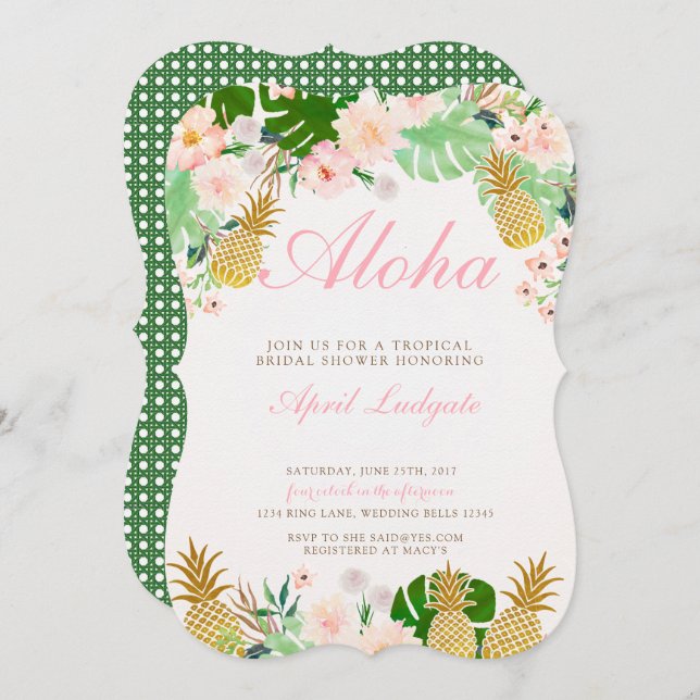 Tropical Pineapple Bridal Shower Invitation (Front/Back)
