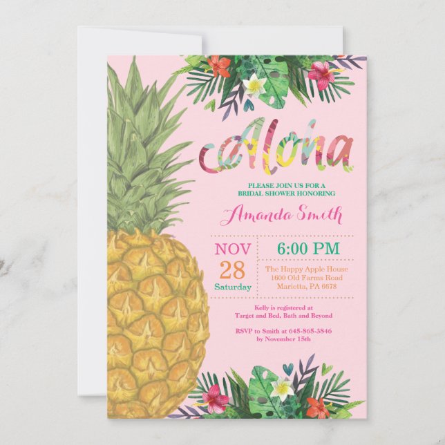 Tropical Pineapple Bridal Shower Invitation (Front)