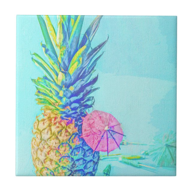 Tropical Pineapple Ceramic Tile (Front)