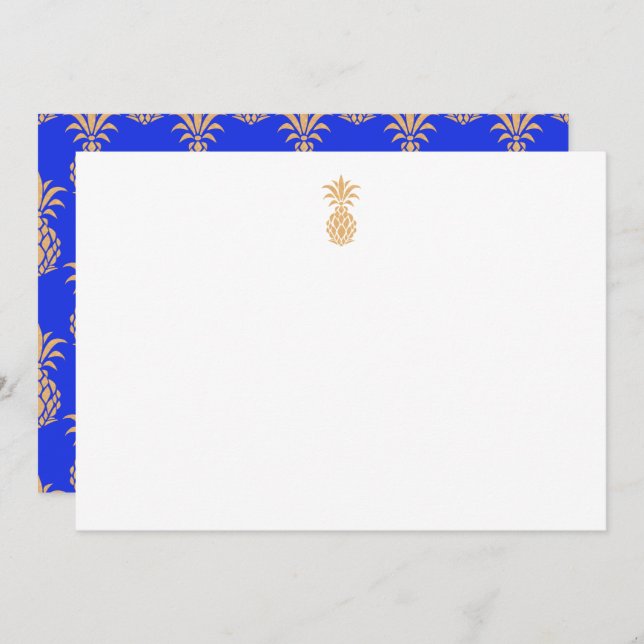 Tropical Pineapple Cobalt Blue  Thank You Card (Front/Back)