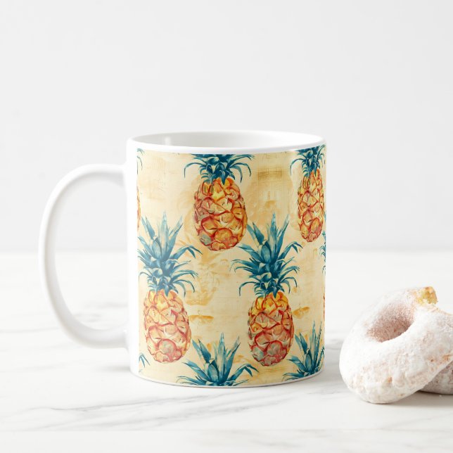 Tropical Pineapple Coffee Mug (With Donut)