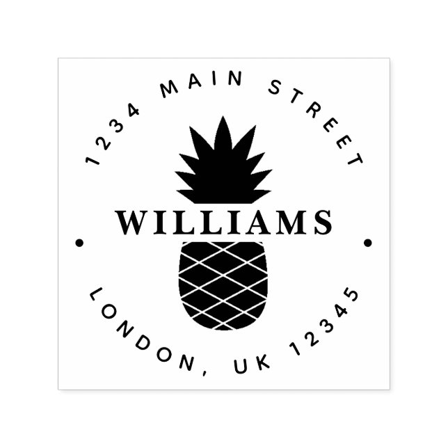 Tropical Pineapple Custom Round Return Address Self-inking Stamp (Design)