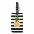 Tropical Pineapple Decor Black White Stripes