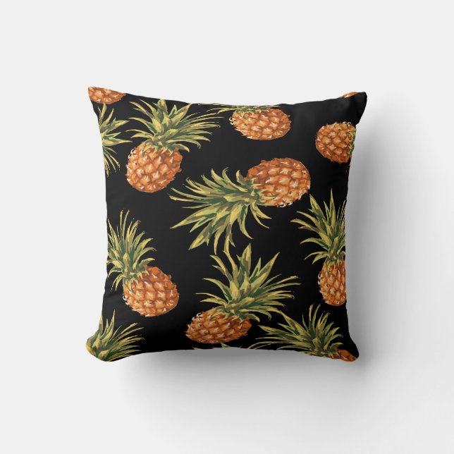 Tropical Pineapple Decorative Throw Pillow (Front)