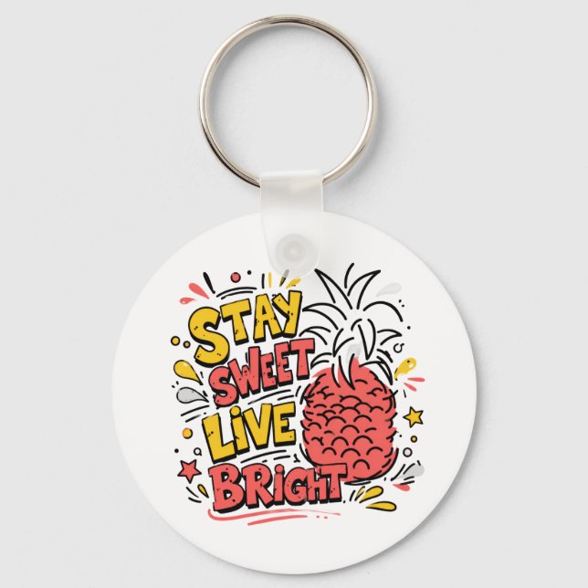 Tropical Pineapple Design Fun Colourful Summer  Key Ring (Front)