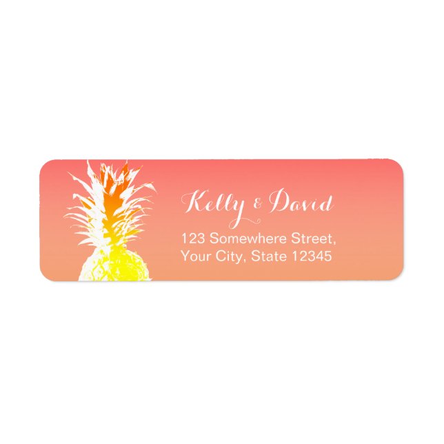 Tropical Pineapple Elegant Wedding Return Address Return Address Label (Front)