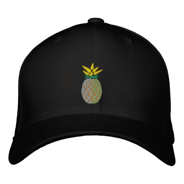 Tropical Pineapple Embroidery Graphic on Embroidered Hat (Front)