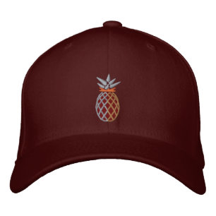 Tropical Pineapple Embroidery Graphic on Embroidered Hat