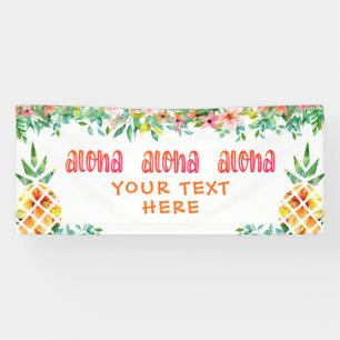 Tropical Pineapple Floral ALOHA Personalised Banner