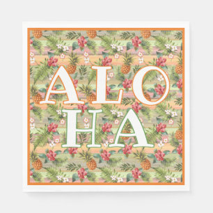 Tropical Pineapple Floral Botanical Leaves Pattern Napkin