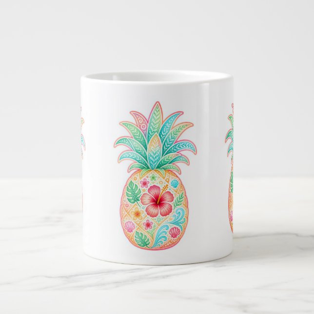 Tropical Pineapple Floral Mug (Front)