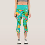 Tropical Pineapple Floral Personalised Name Capri Leggings<br><div class="desc">This modern design features a tropical pineapple floral pattern with your personalised name. Personalise by editing the text in the text box provided #leggings #clothing #apparel #gifts #fitness #sports #fitnessapparel #fitnessclothing #fashion #fashionable #style #stylish #trendy #trending #floral</div>
