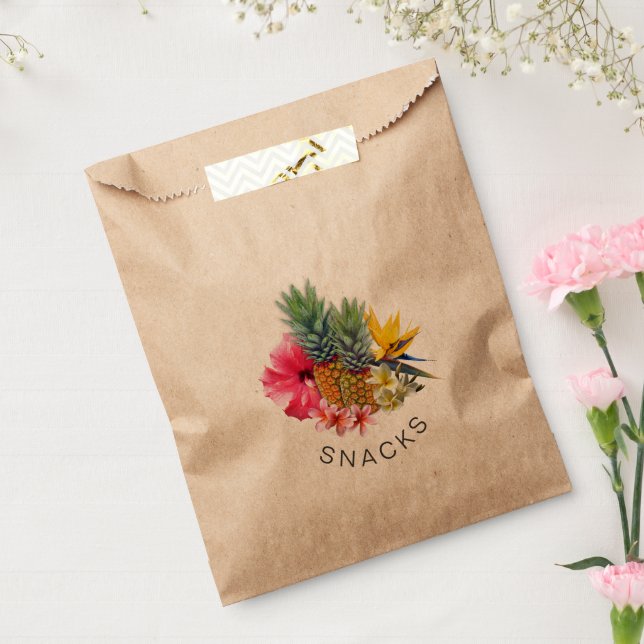 Tropical Pineapple Floral Snack Favour Bag (Sealed)