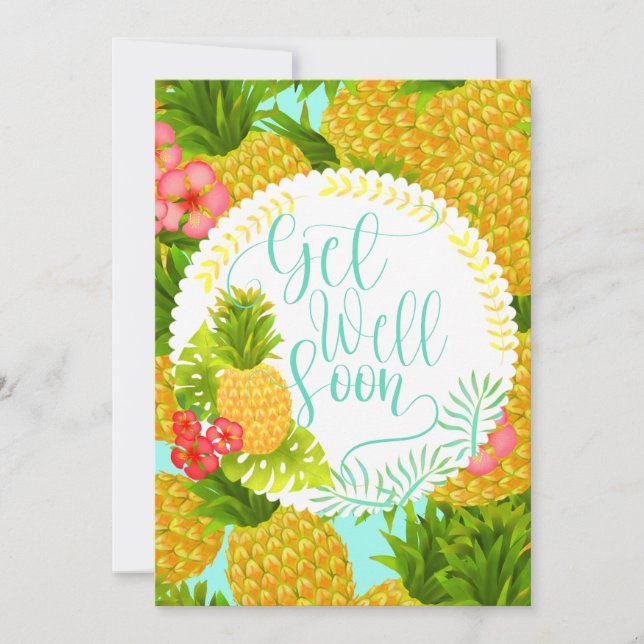 Tropical Pineapple Get Well Invitation (Front)