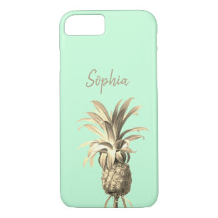 Tropical Pineapple Gold and Neo Mint Green Modern iPhone 8/7 Case