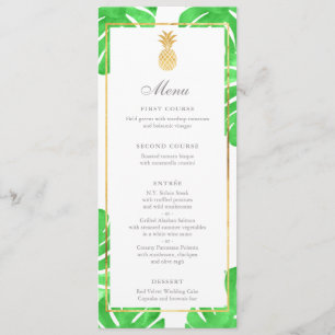 Tropical Pineapple Gold & Green Wedding Menu