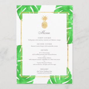 Tropical Pineapple Gold & Green Wedding Menu