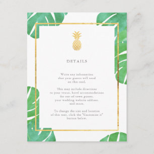 Tropical Pineapple Gold Wedding Insert Cards