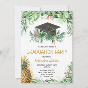 Tropical Pineapple Graduation Party Invitation