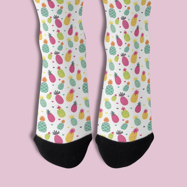 Tropical Pineapple & Heart Pattern Socks (Pineapple socks)