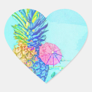 Tropical Pineapple Heart Sticker