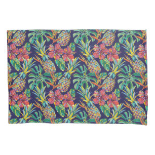 Tropical Pineapple Hibiscus Pattern Pillowcase