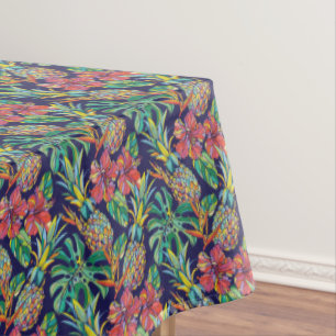Tropical Pineapple Hibiscus Pattern Tablecloth