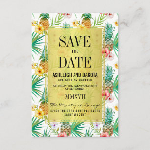 Tropical Pineapple & Hibiscus Save The Date