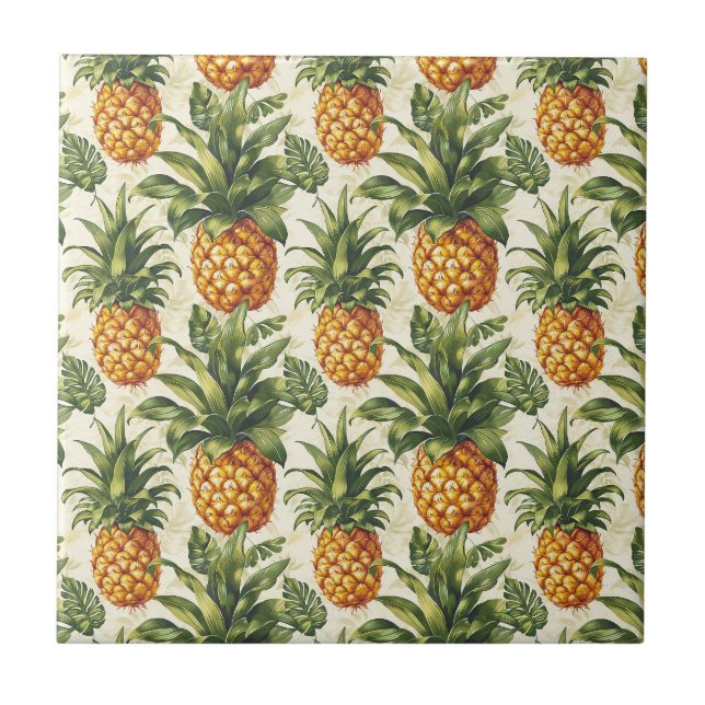 Tropical Pineapple Home Decor Ceramic Tile (Front)
