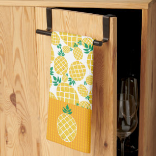 Tropical Pineapple Illustration Pattern Tea Towel